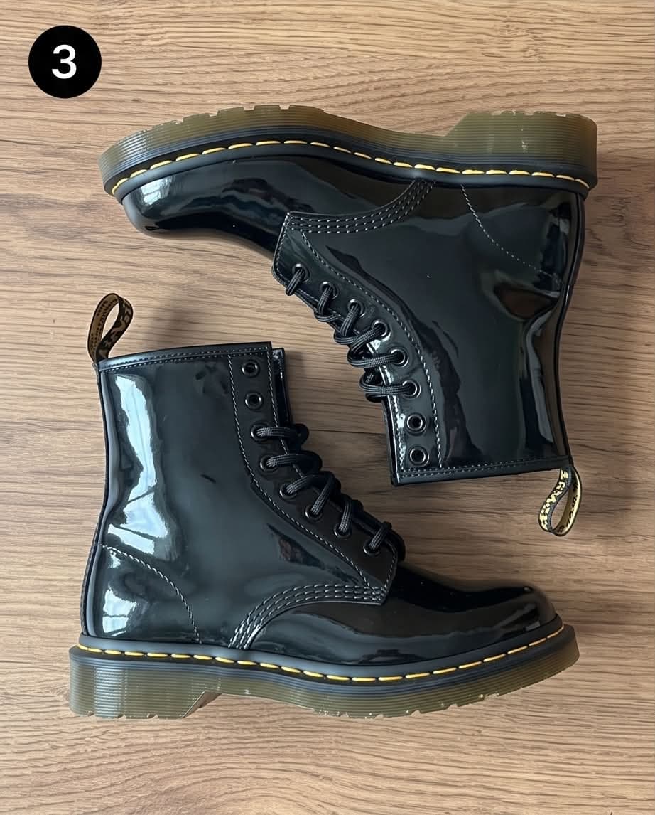 შავი ლაქის ჩექმა Dr. Martens 1460